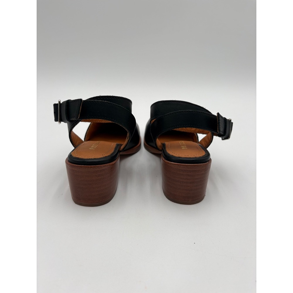 Patina Footwear Black Leather Ankle Strap Block Heel Pointed Toe Shoes 5.5 - Picture 3 of 10